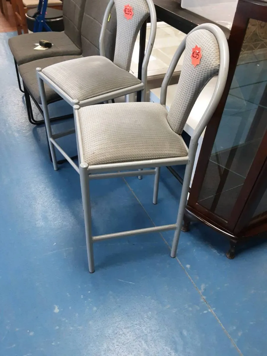 TWO GREY KITCHEN COUNTER STOOLS - Image 2