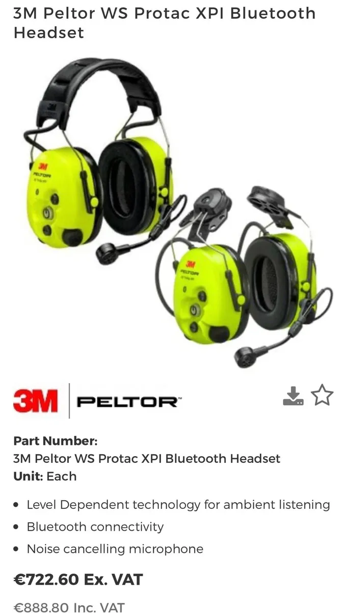 3M Peltor WS Protac XPI Bluetooth Headset - Image 1