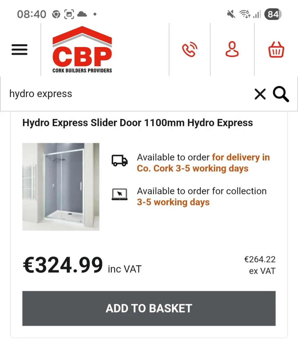Chromr Hydro Express Slide Door 1100mm - Image 1
