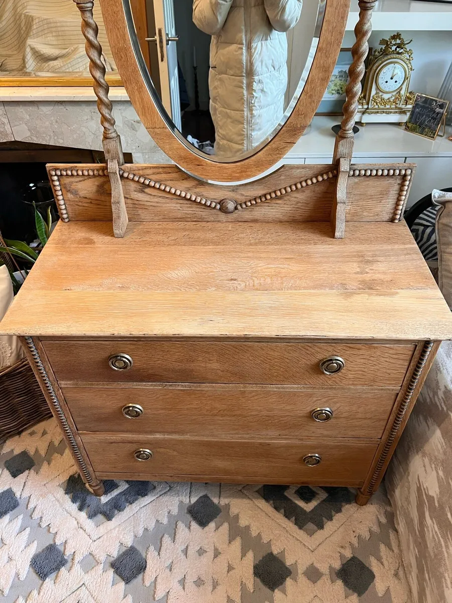 Early 20th century oak vanity chest of drawers - Image 3
