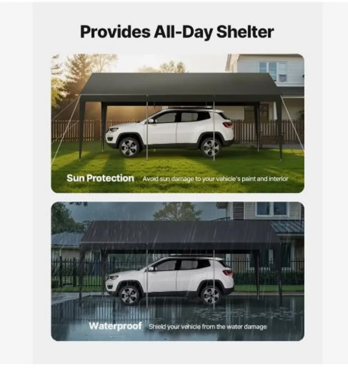 Carport, 10 x 20 FT Outdoor Car Canopy - Image 1