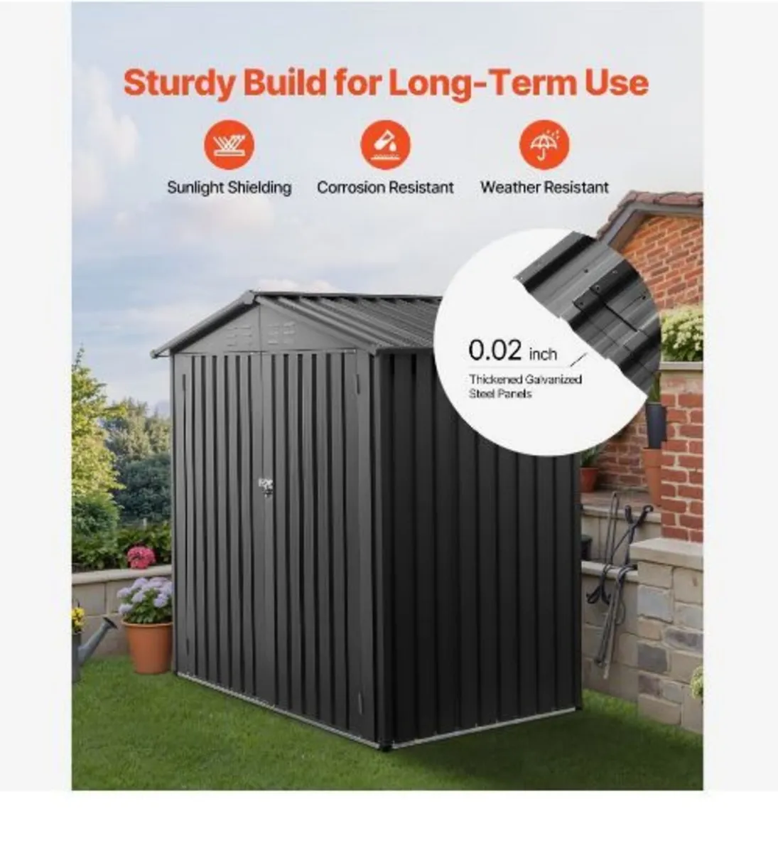 1860 x 1210 x 1841 mm Metal Garden Shed - Image 2