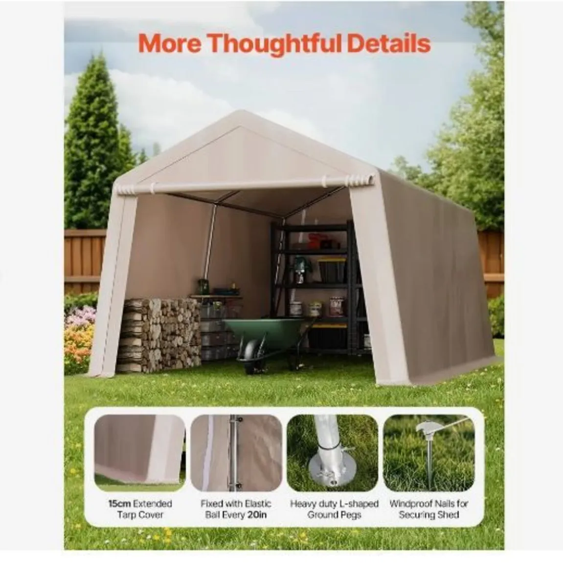 Outdoor Storage Shed, 10 x 15 ft Portable - Image 4
