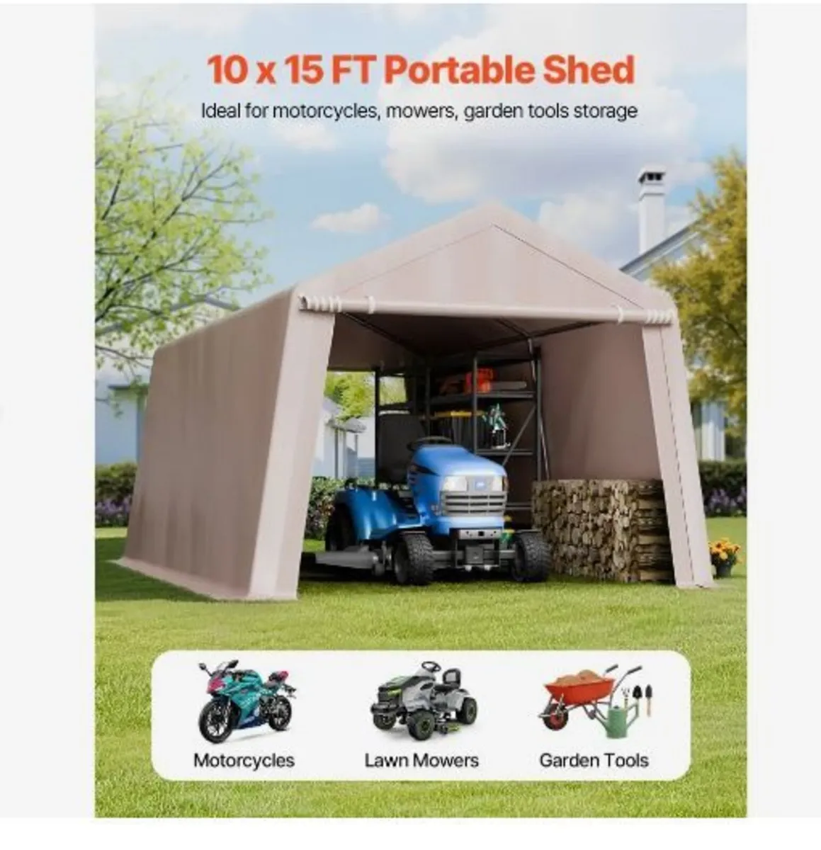 Outdoor Storage Shed, 10 x 15 ft Portable - Image 2