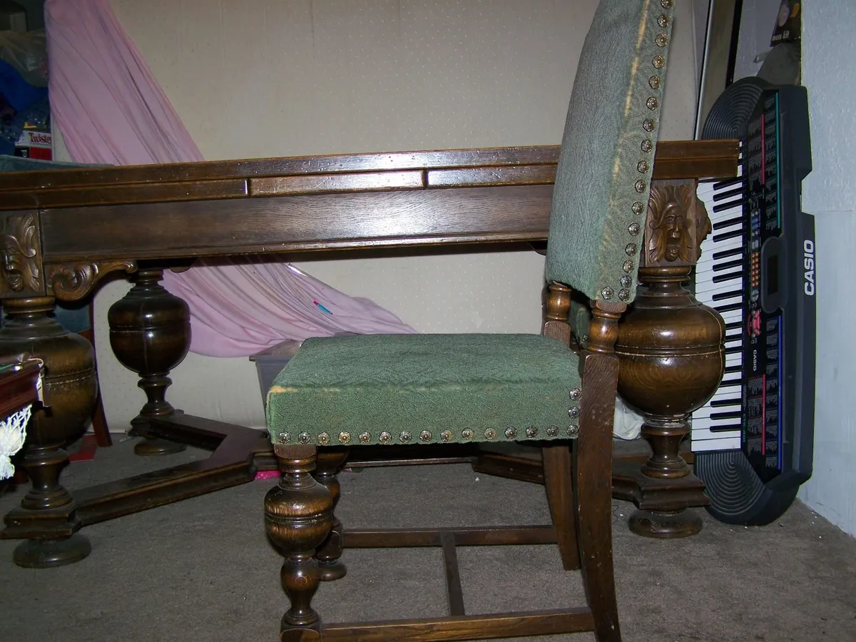 Magnificent Danish 1800s Dining table+4 Chairs - Image 3