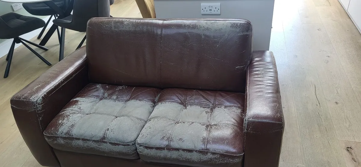 2 x Two Seater Leather Sofa - Image 2