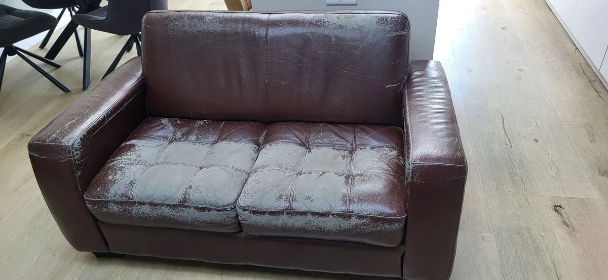 2 x Two Seater Leather Sofa - Image 4