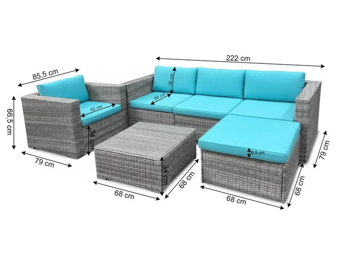 Bora Bora Garden Sofa Set Rattan Outdoor Furniture with Table, Chair & Footstool Patio Garden Furniture - Image 4