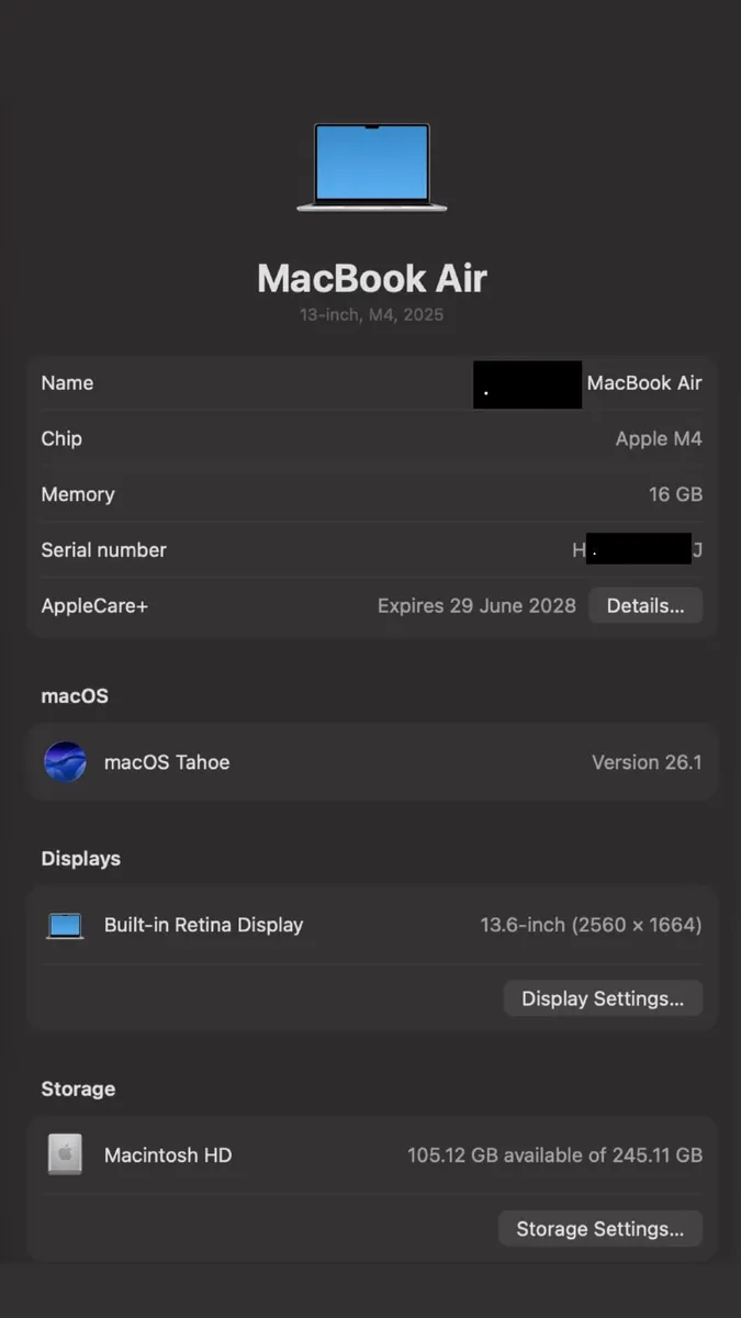 MacBook Air M4 13" | 256GB | AppleCare+ 2028 - Image 2