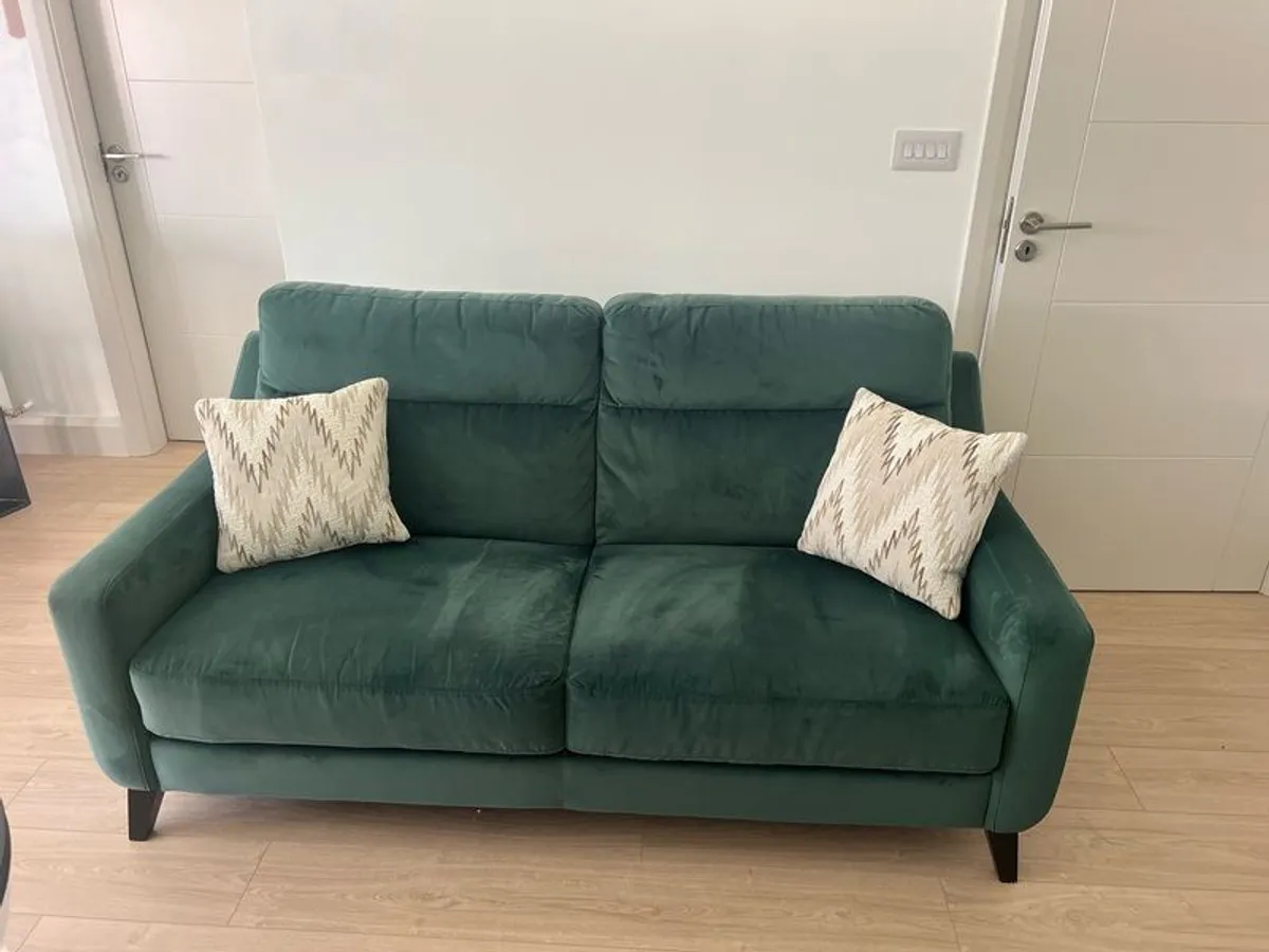 Green Velvet 2 Seater Sofa - Image 1