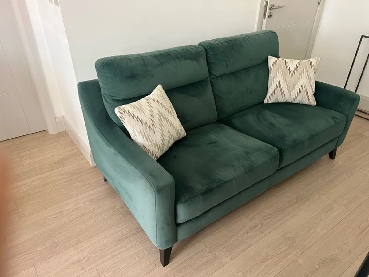 Green Velvet 2 Seater Sofa - Image 3