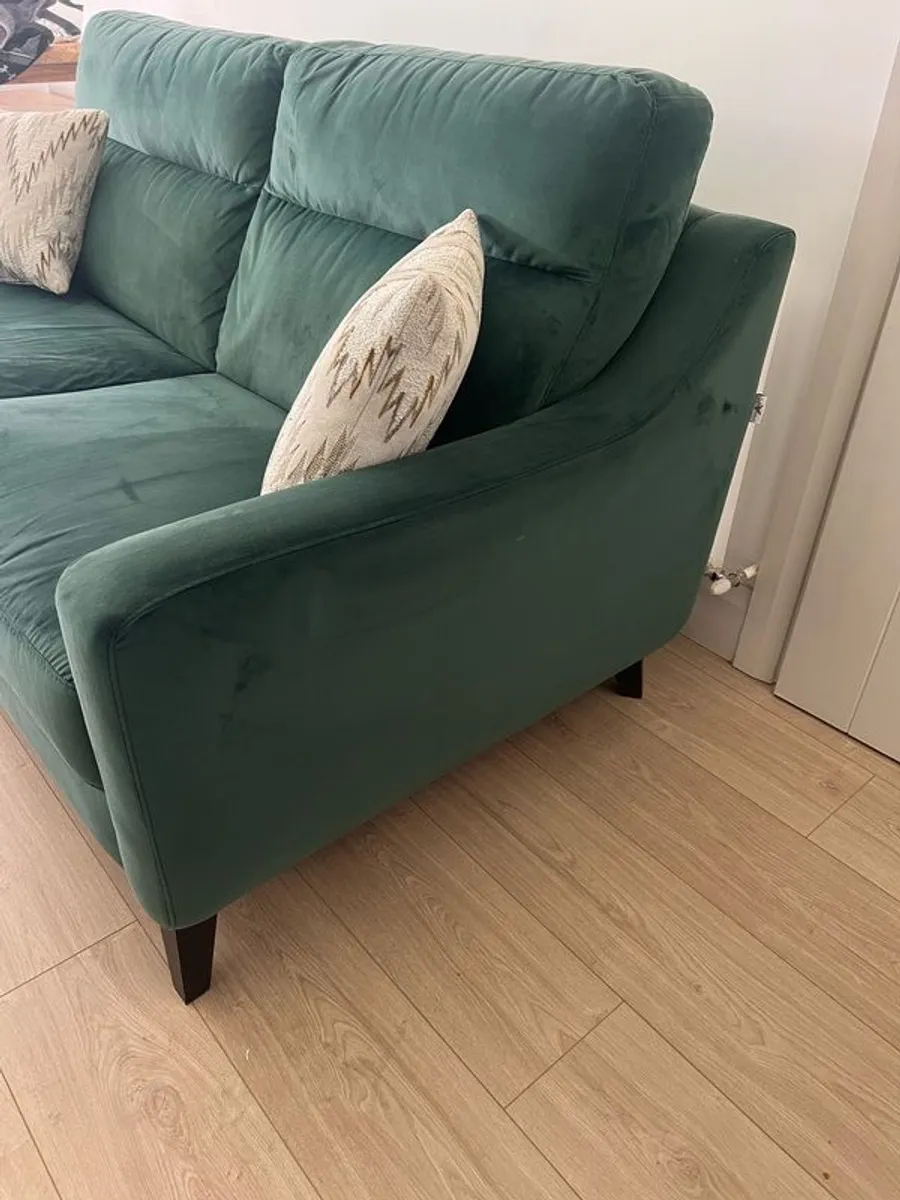 Green Velvet 2 Seater Sofa - Image 4