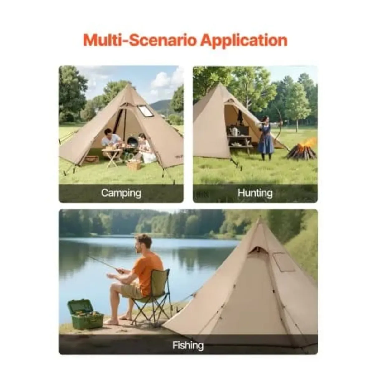 Hot Tent for 2 Persons, Portable Winter Tipi Tent - Image 4