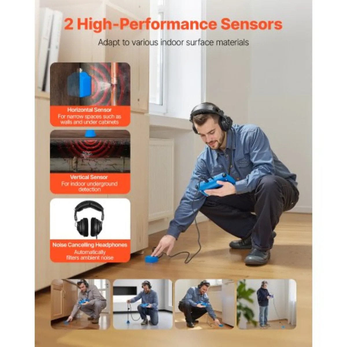 Pipe Water Leak Detector for Indoors, 1Hz-10000Hz, - Image 4