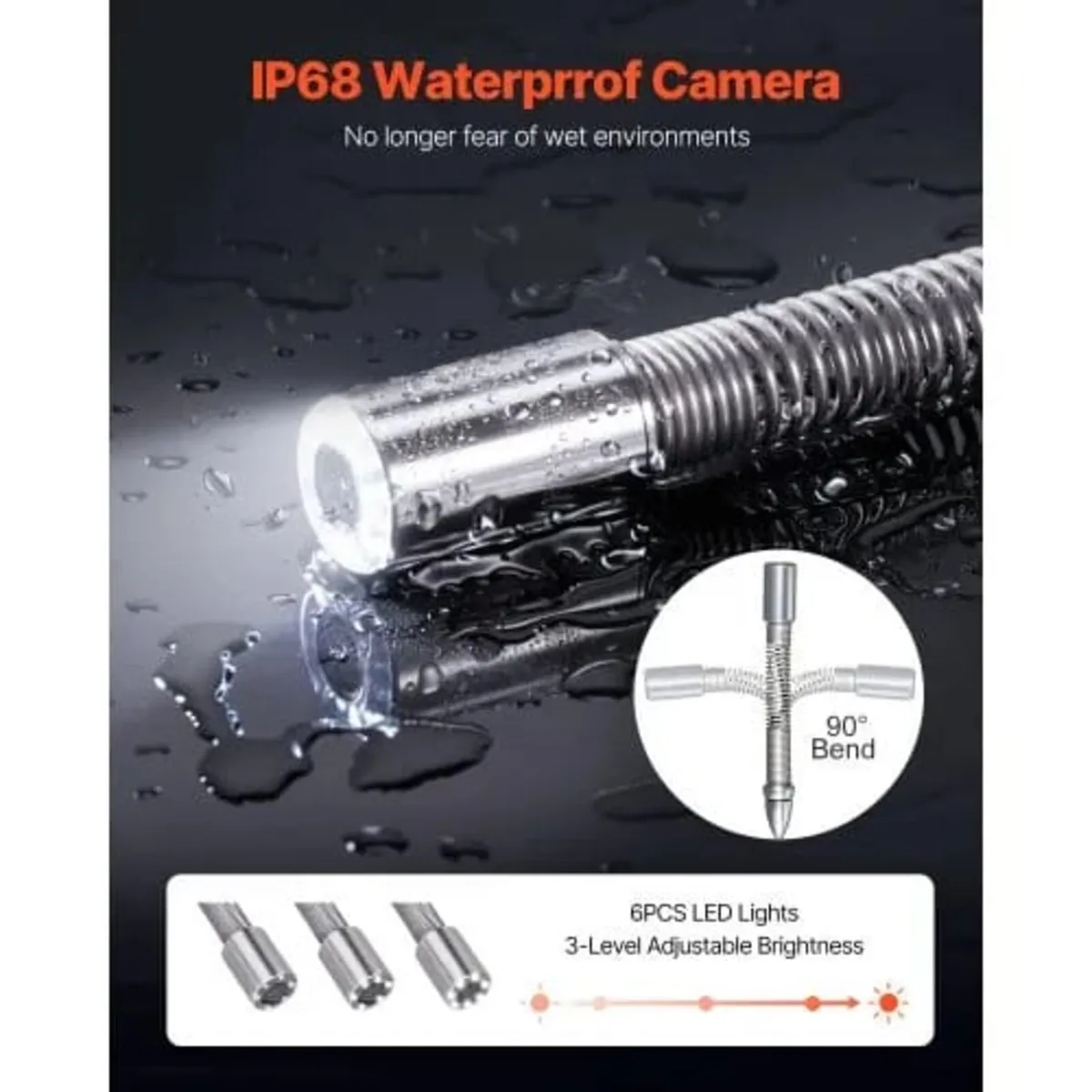 Sewer Camera, 98 ft/30 m, 4.3-inch Drain Inspectio - Image 4