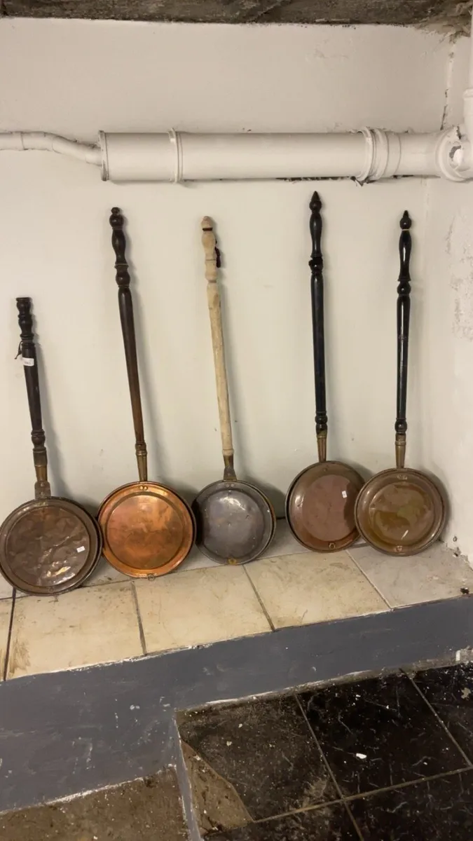 5 copper bed warmers job lot