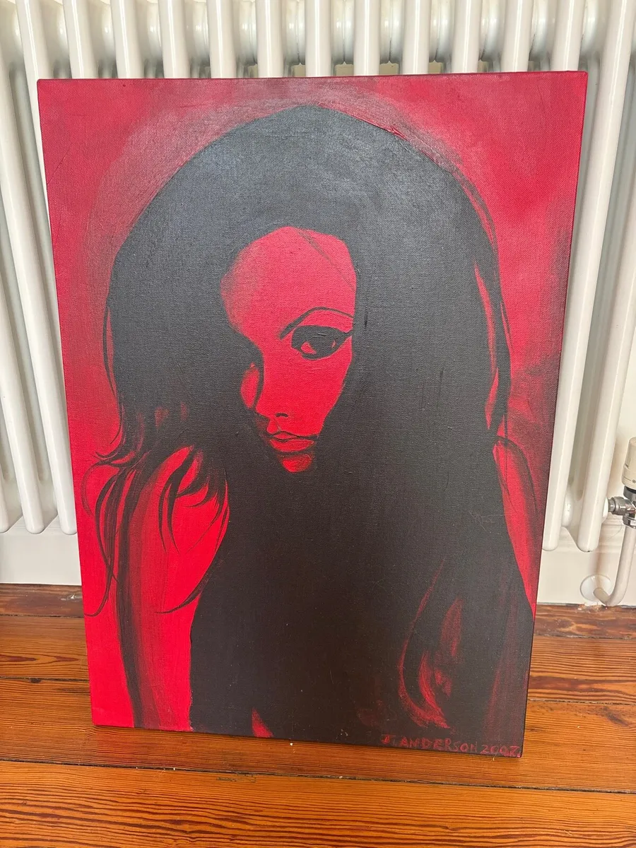 Red painting of a girl