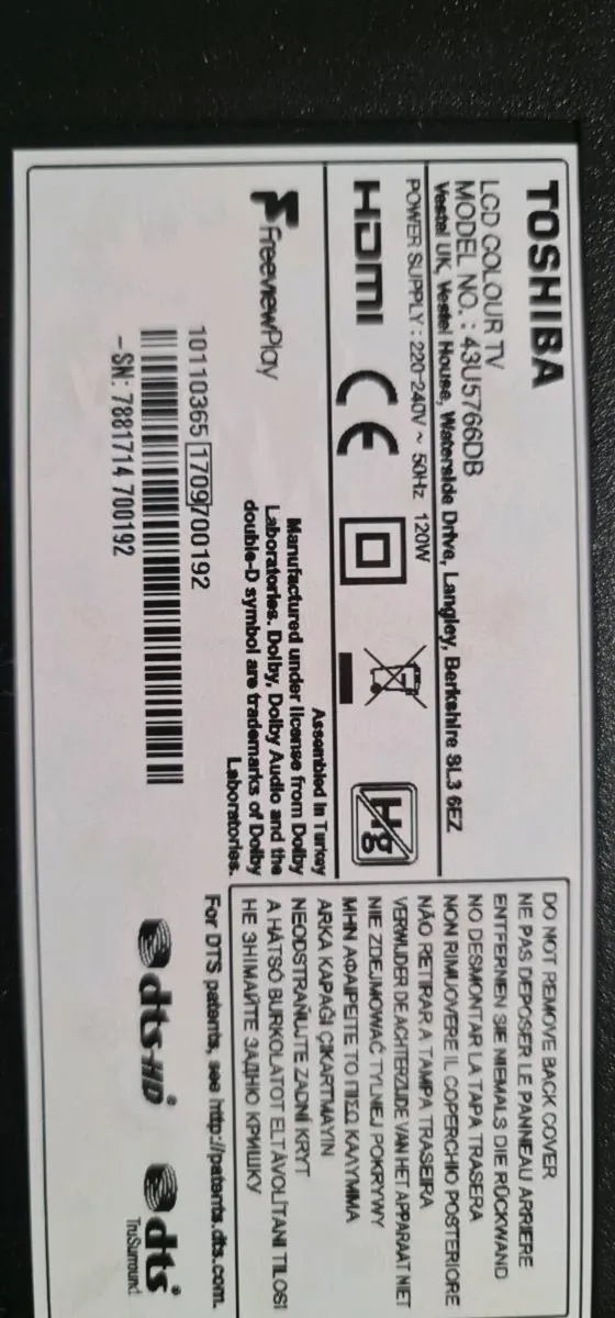 Toshiba 43" Smart tv HD - Image 1