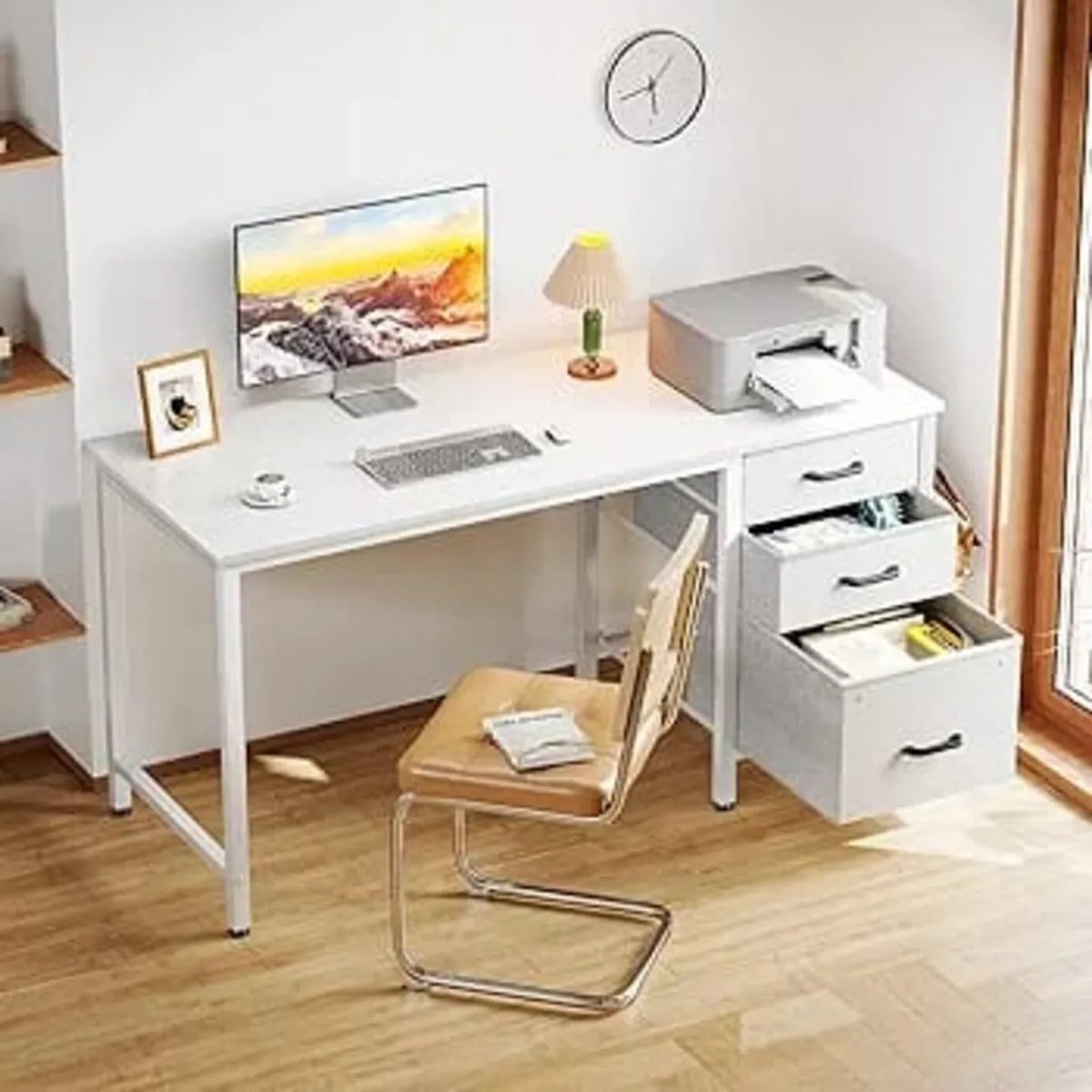 Computer Desk with Drawers, 120×48cm Office Desk - Image 1