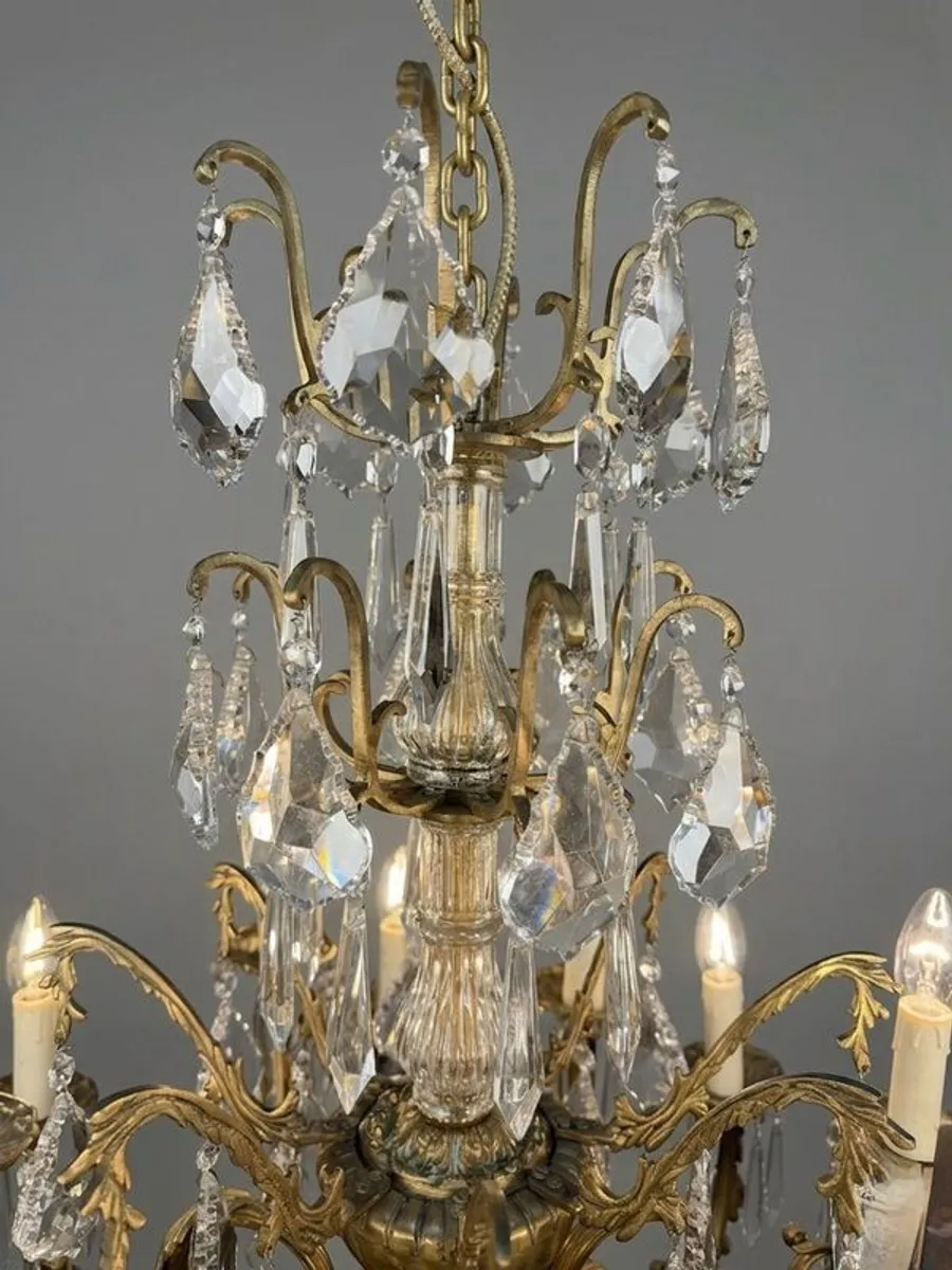 Magnificent French Brass & Crystal 16 Light Chandelier - Image 4