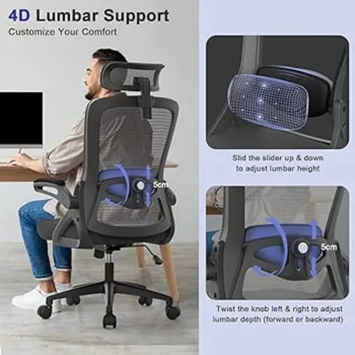 Office Chair Ergonomic Office Chair with Lumbar Su - Image 4
