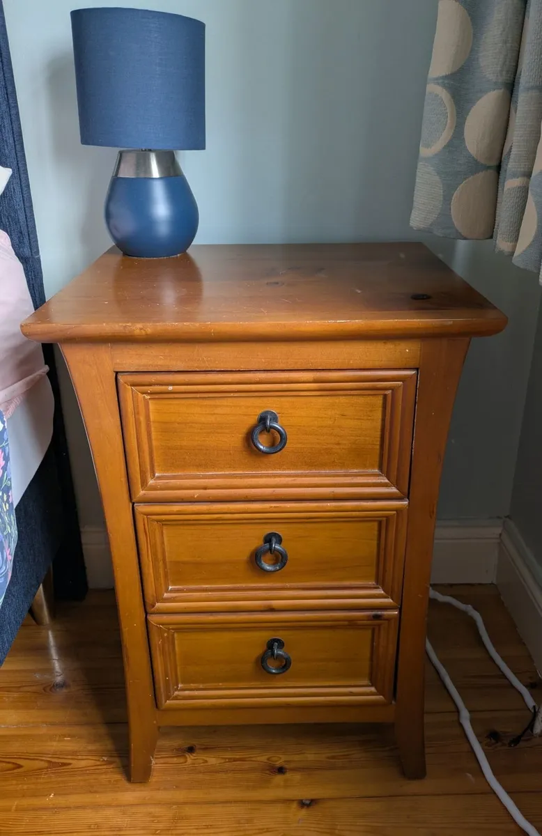 Pair of Solid Wood 3-Drawer Bedside Lockers - Image 1
