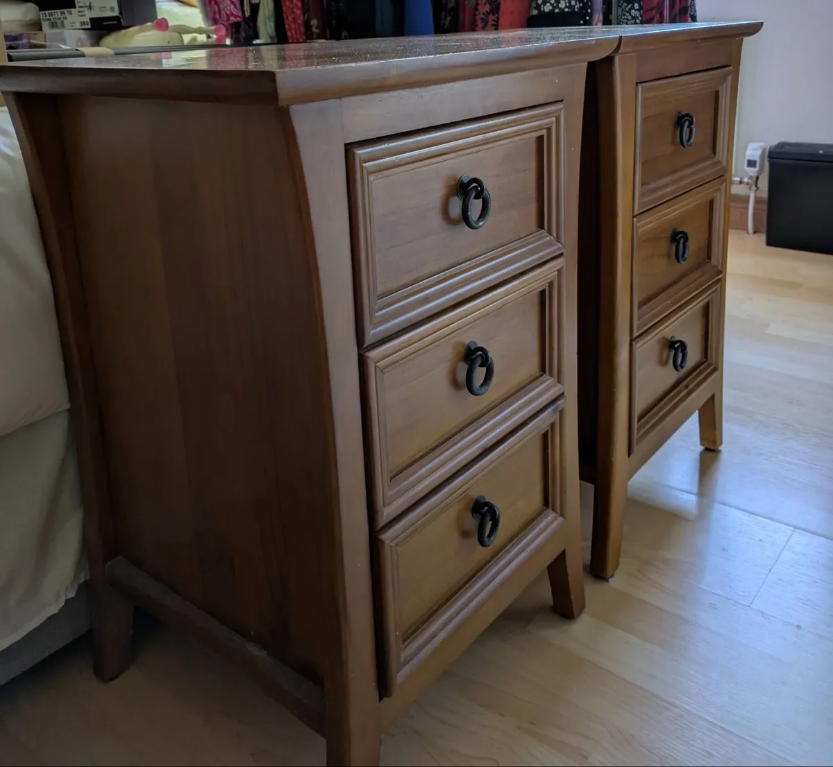 Pair of Solid Wood 3-Drawer Bedside Lockers - Image 4
