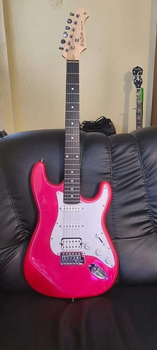 Guitar candy apple red strat copy. Harley Benton. - Image 1
