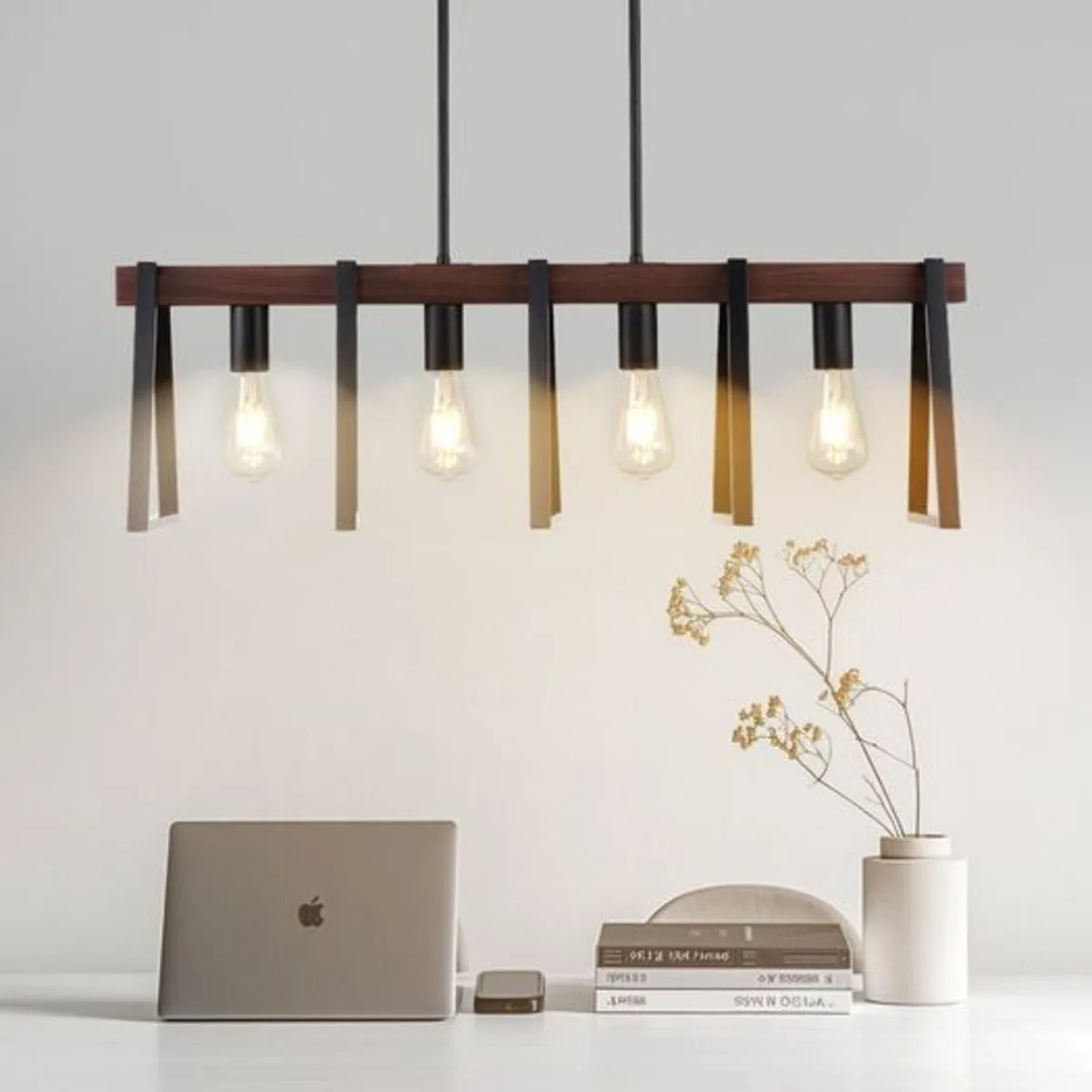 4-Light Kitchen Island Pendant Lights 60W Adjustab - Image 1