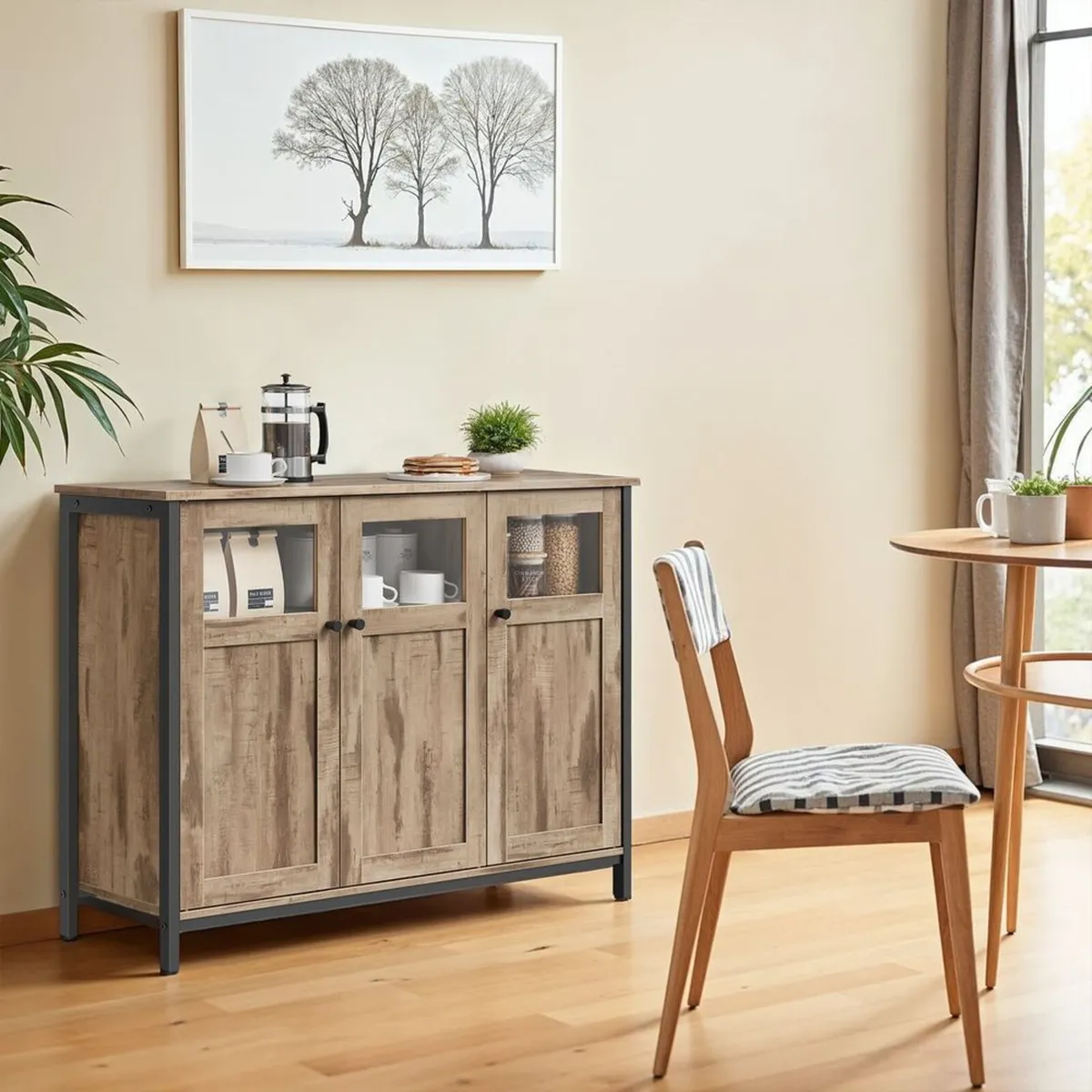 Kitchen cabinet with glass doors and steel frame - Image 2