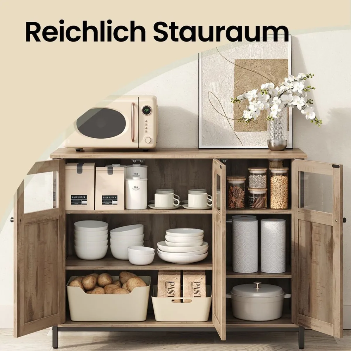 Kitchen cabinet with glass doors and steel frame - Image 3