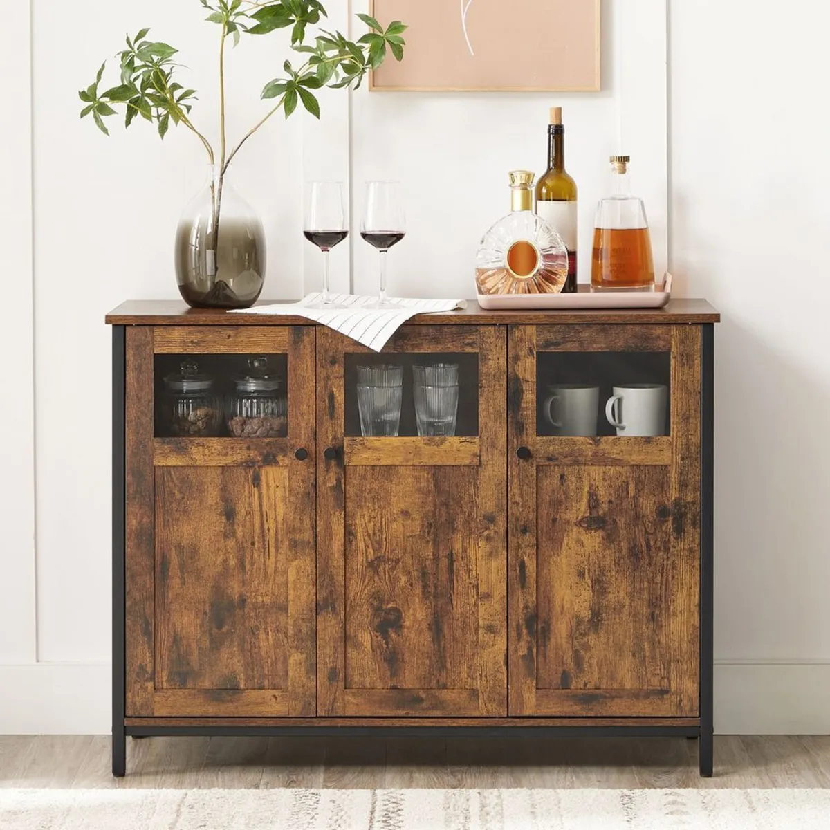 Kitchen cabinet with glass doors and steel frame - Image 2
