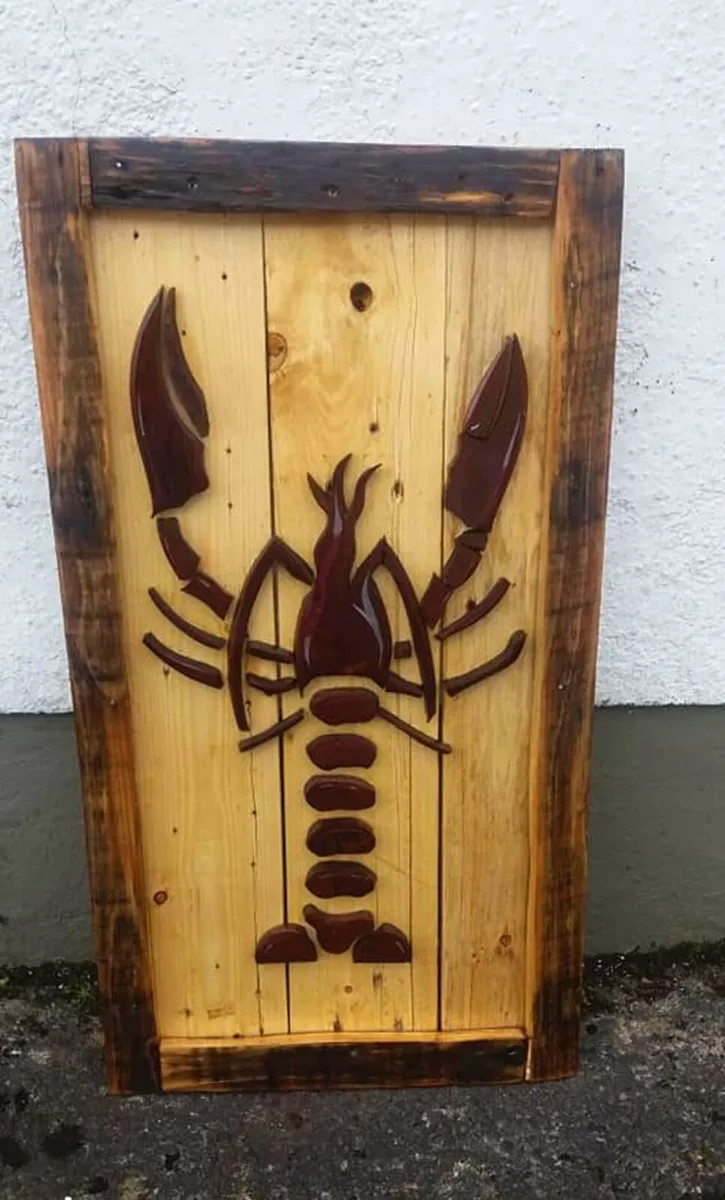 rustic hardwood lobster wood art sign..LGE - Image 4