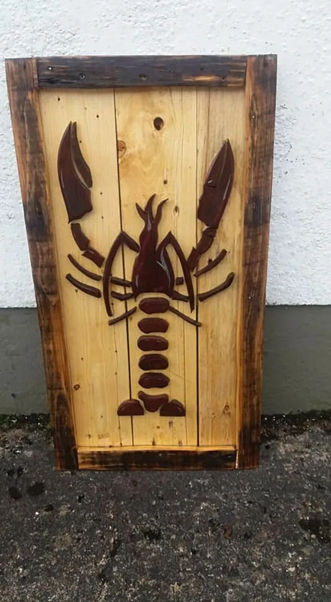rustic hardwood lobster wood art sign..LGE - Image 1