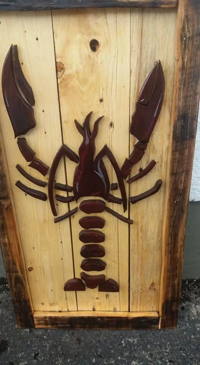 rustic hardwood lobster wood art sign..LGE - Image 3