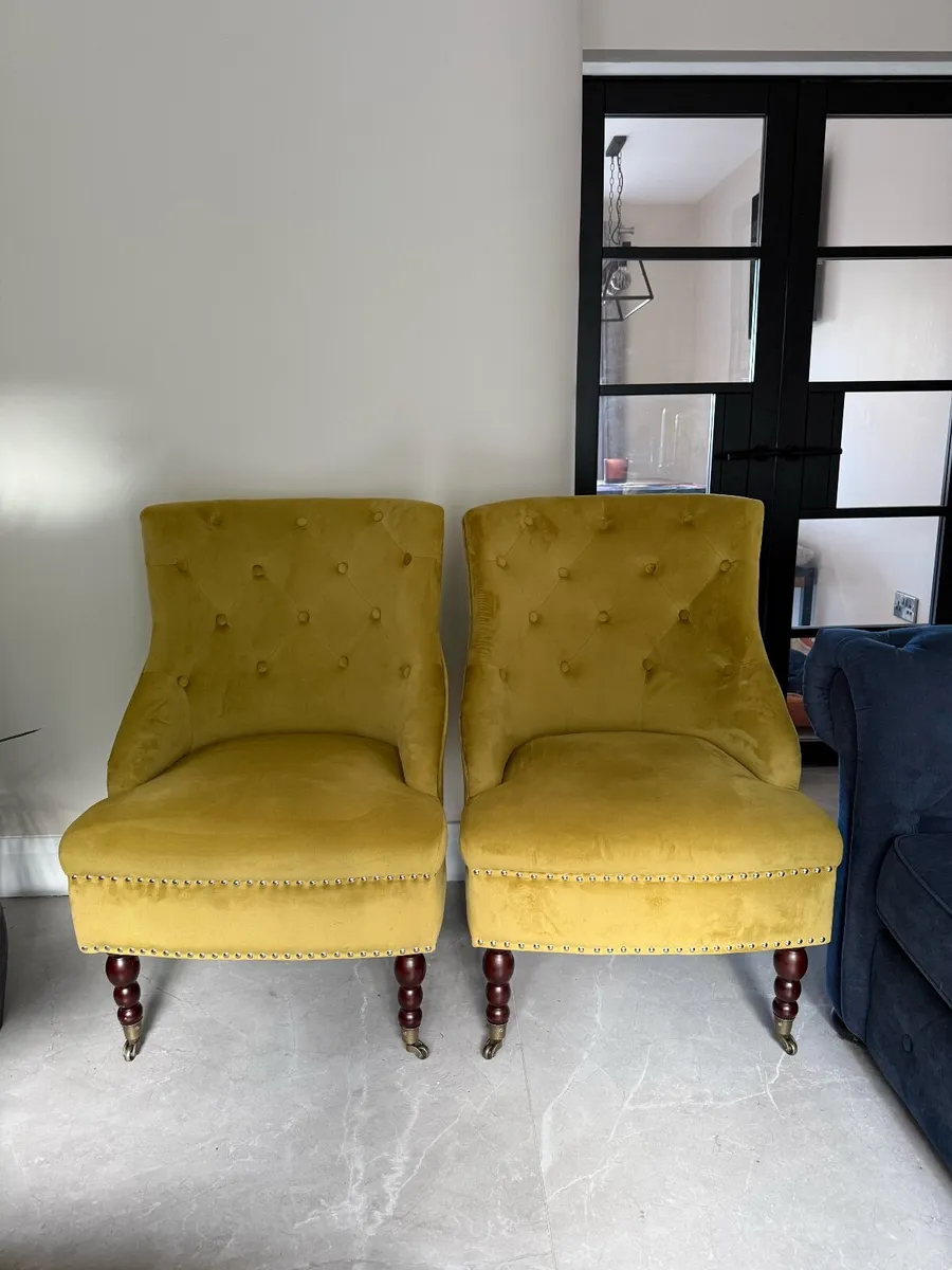 Yellow Velvet Chairs (x2) - Image 2