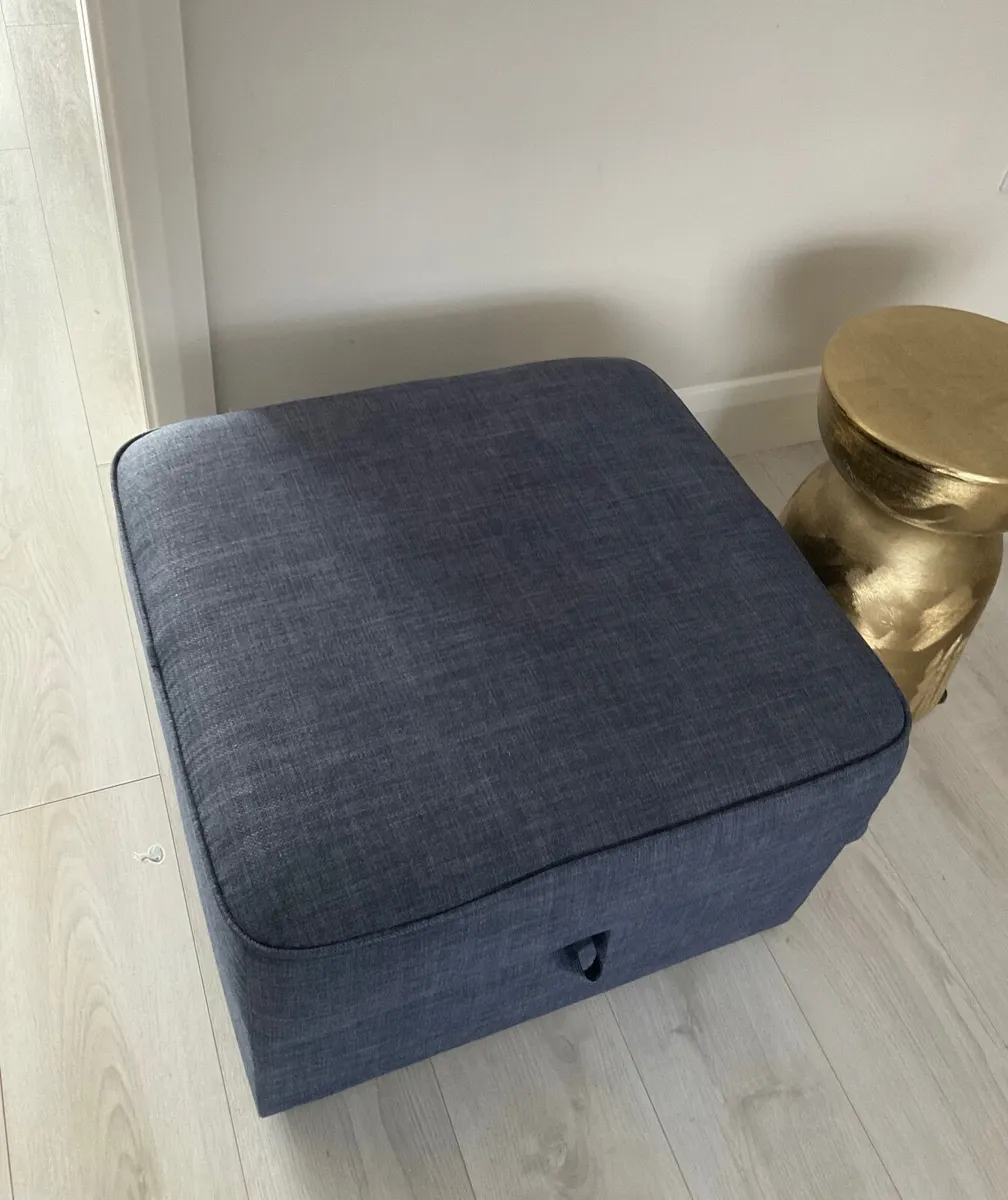 Large footstool for storage/ Navy colour - Image 1