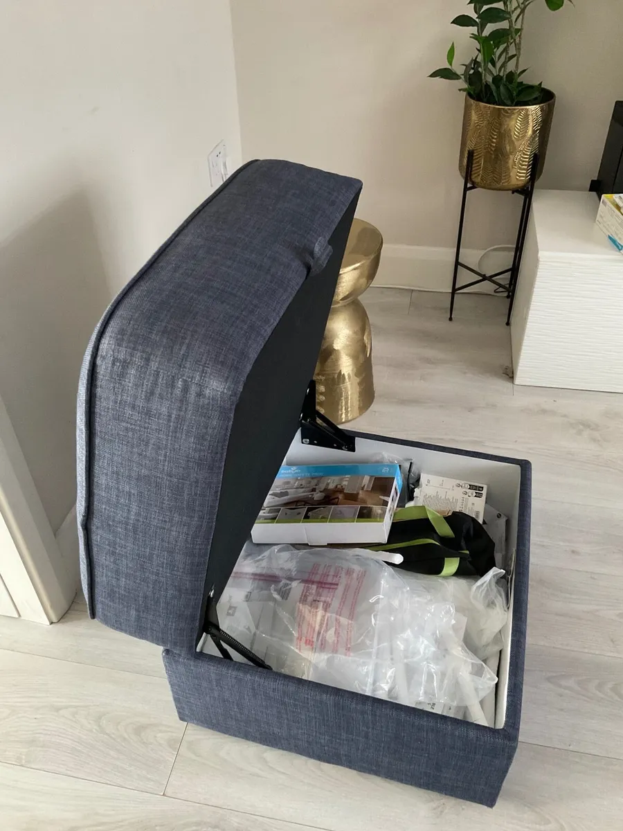 Large footstool for storage/ Navy colour - Image 2