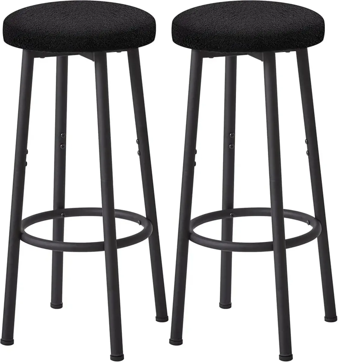 67 cm Bar Stools Set of 2, Black Breakfast Barstoo - Image 2