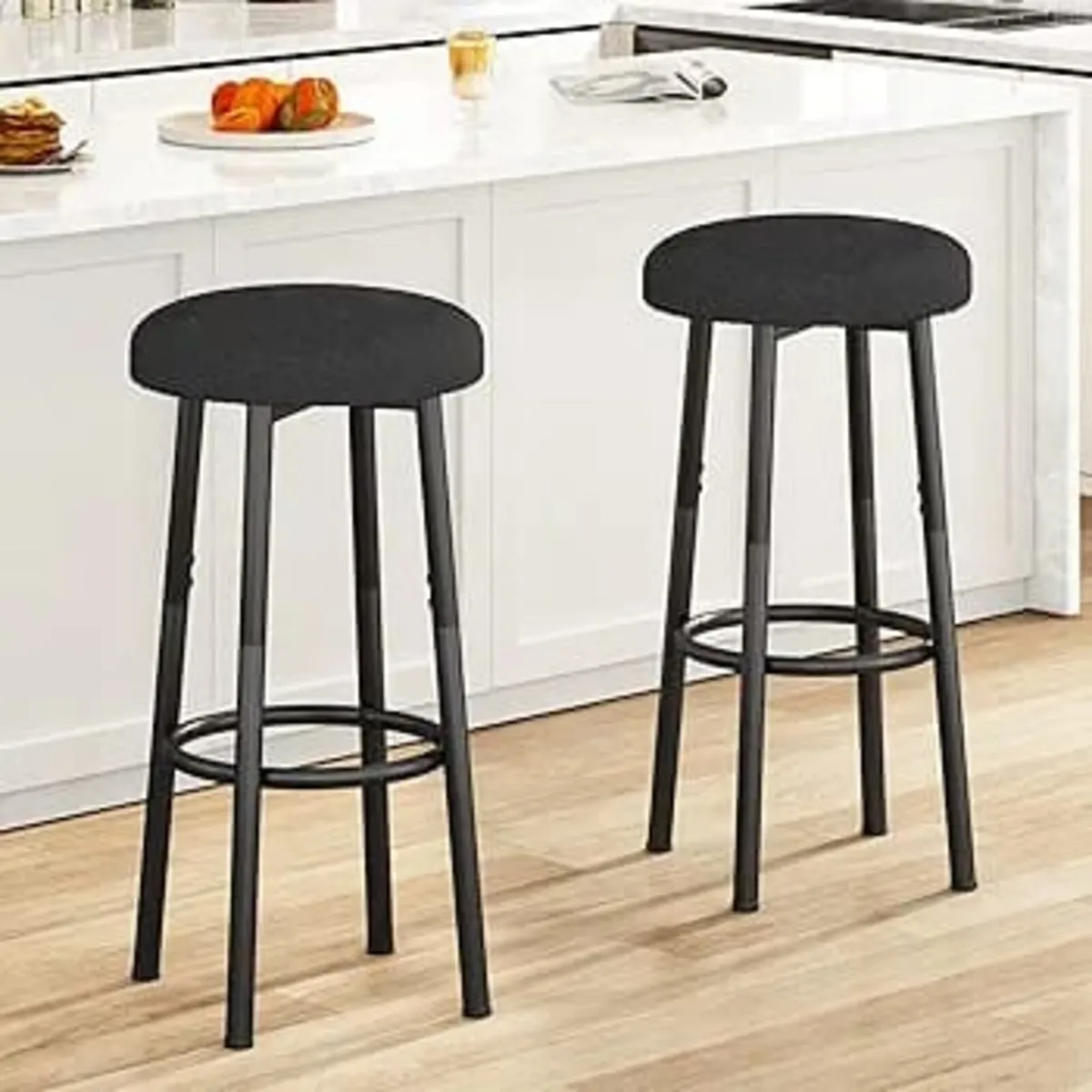 67 cm Bar Stools Set of 2, Black Breakfast Barstoo - Image 1