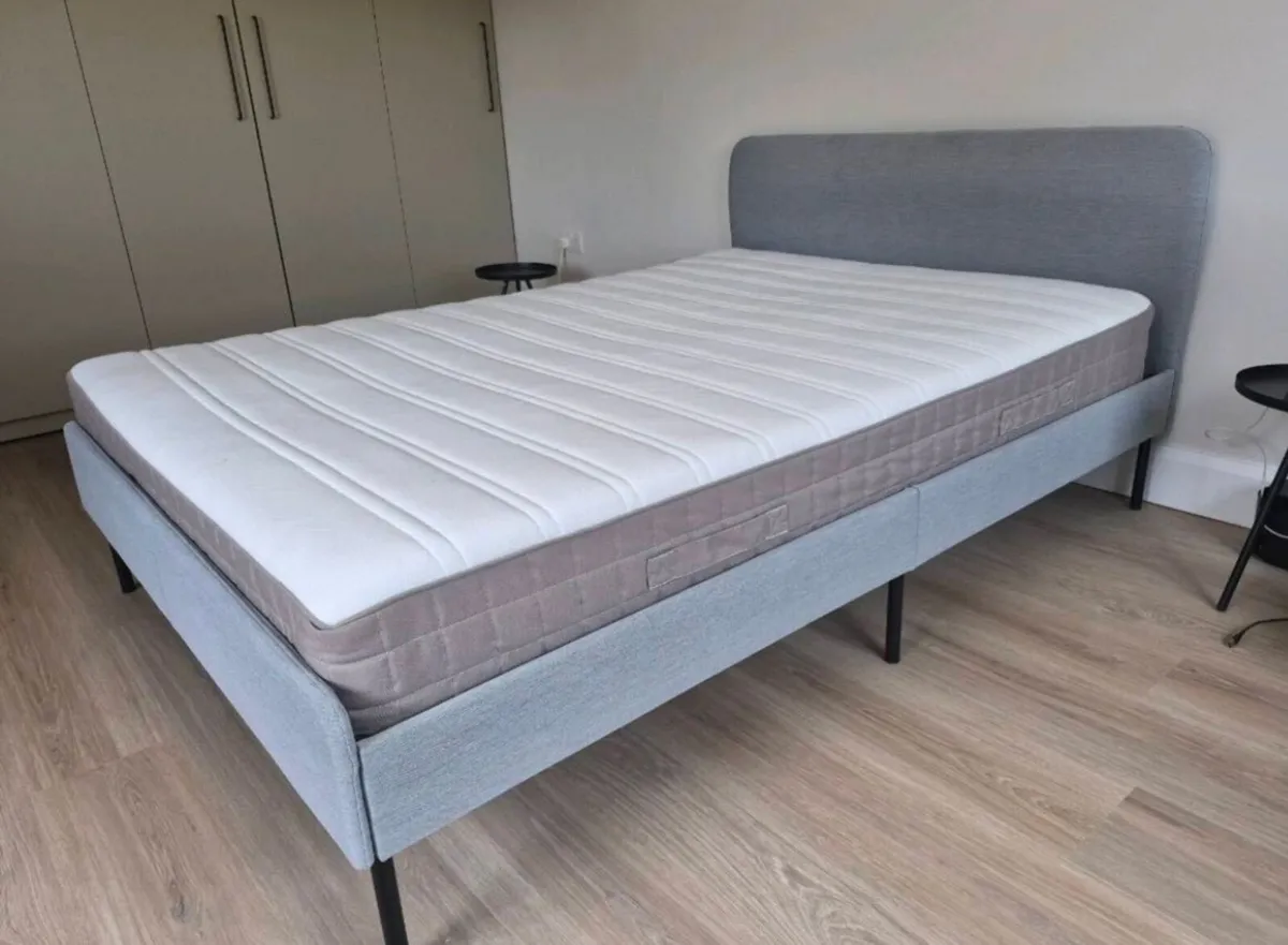 As New - Sturdy Grey Fabric 4Ft 6” Double Bed - Image 3