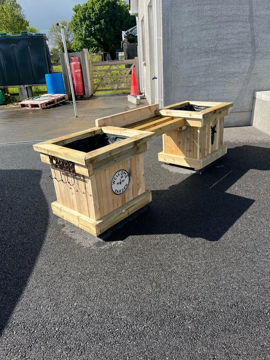 Planter box / Handmade Rustic Planter Bench Set - Image 1