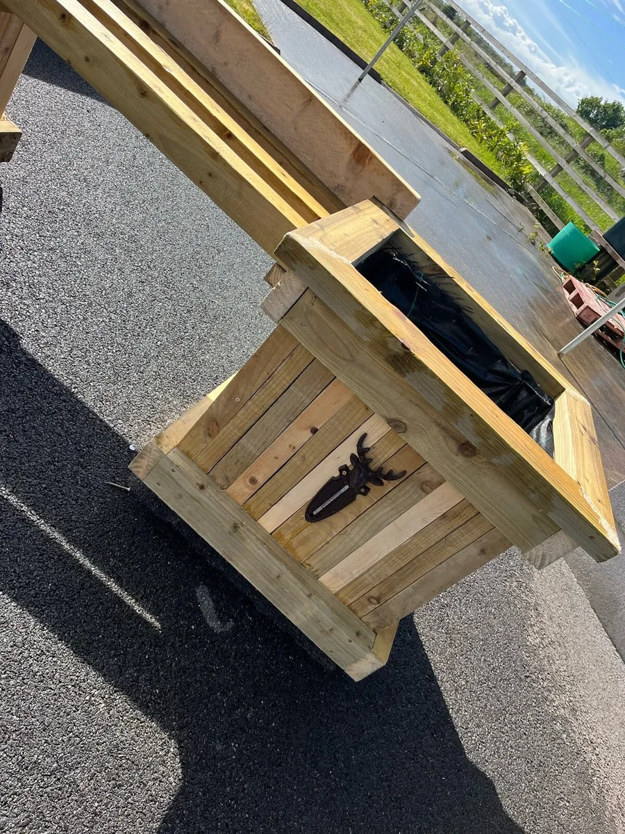 Planter box / Handmade Rustic Planter Bench Set - Image 3