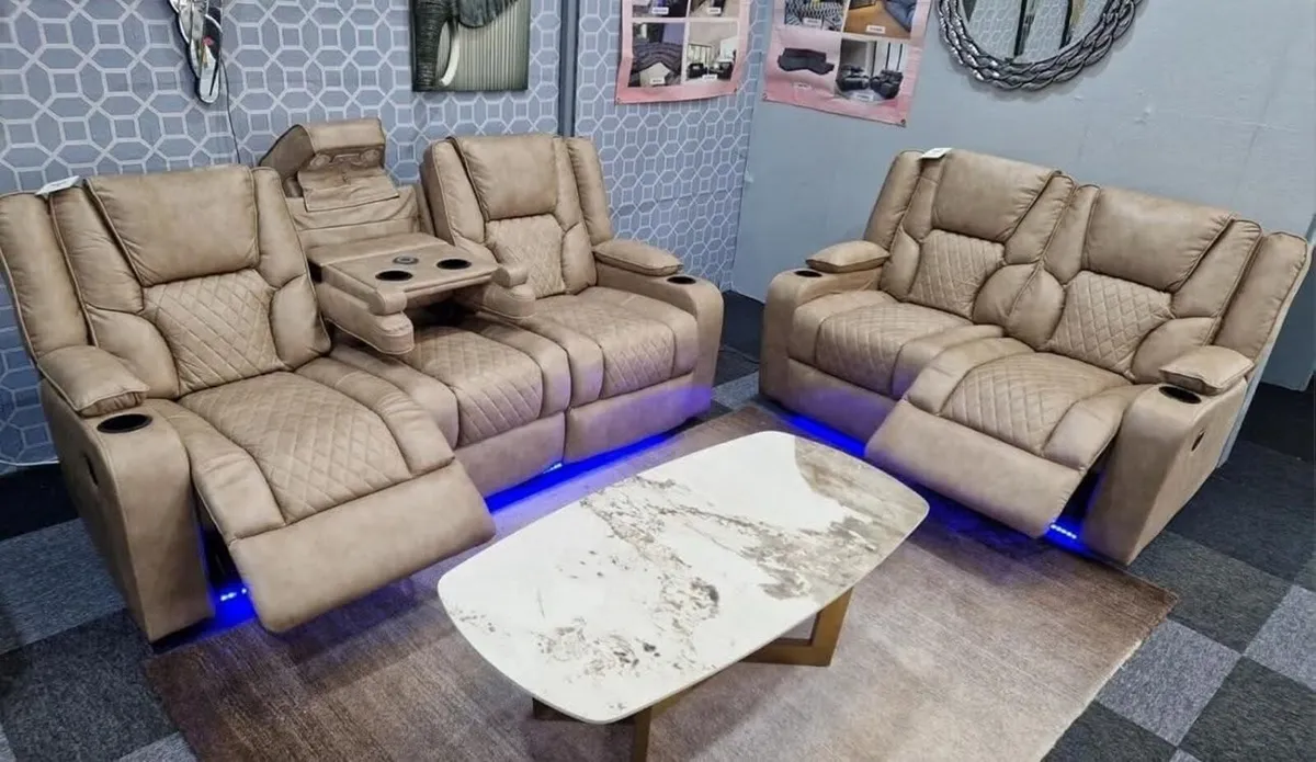 Electric Real Leather Orlando Recliner Sofa Set - Image 4
