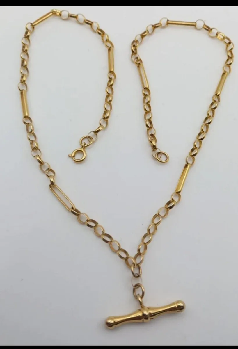 9ct gold chain and bracelet - Image 1