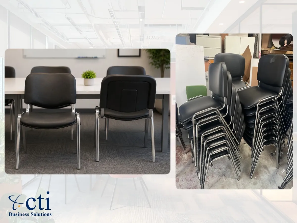 50 X Black Stacking Meeting Chairs - NEW - Image 1