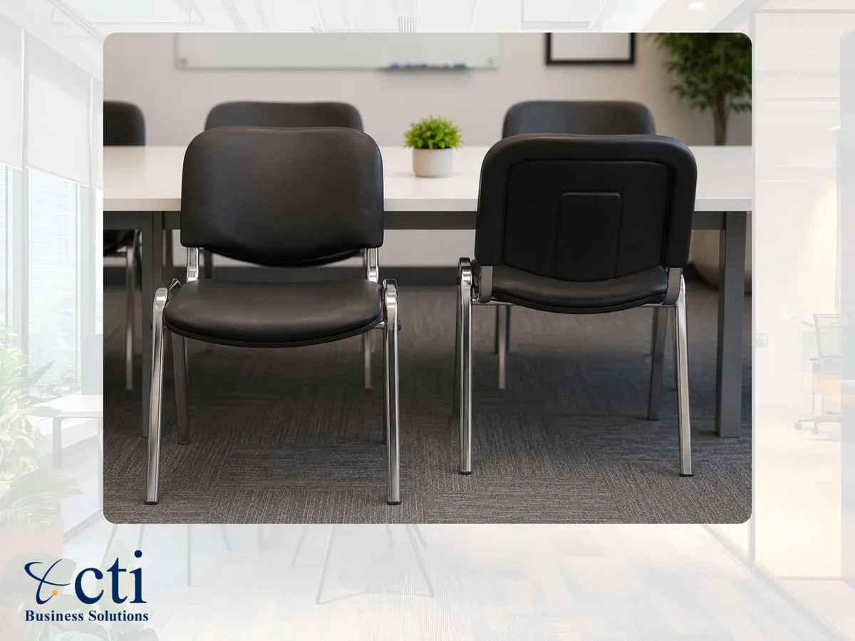 50 X Black Stacking Meeting Chairs - NEW - Image 2
