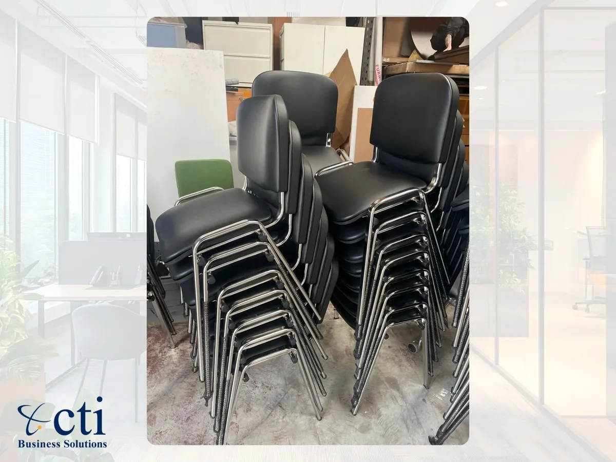 50 X Black Stacking Meeting Chairs - NEW - Image 3