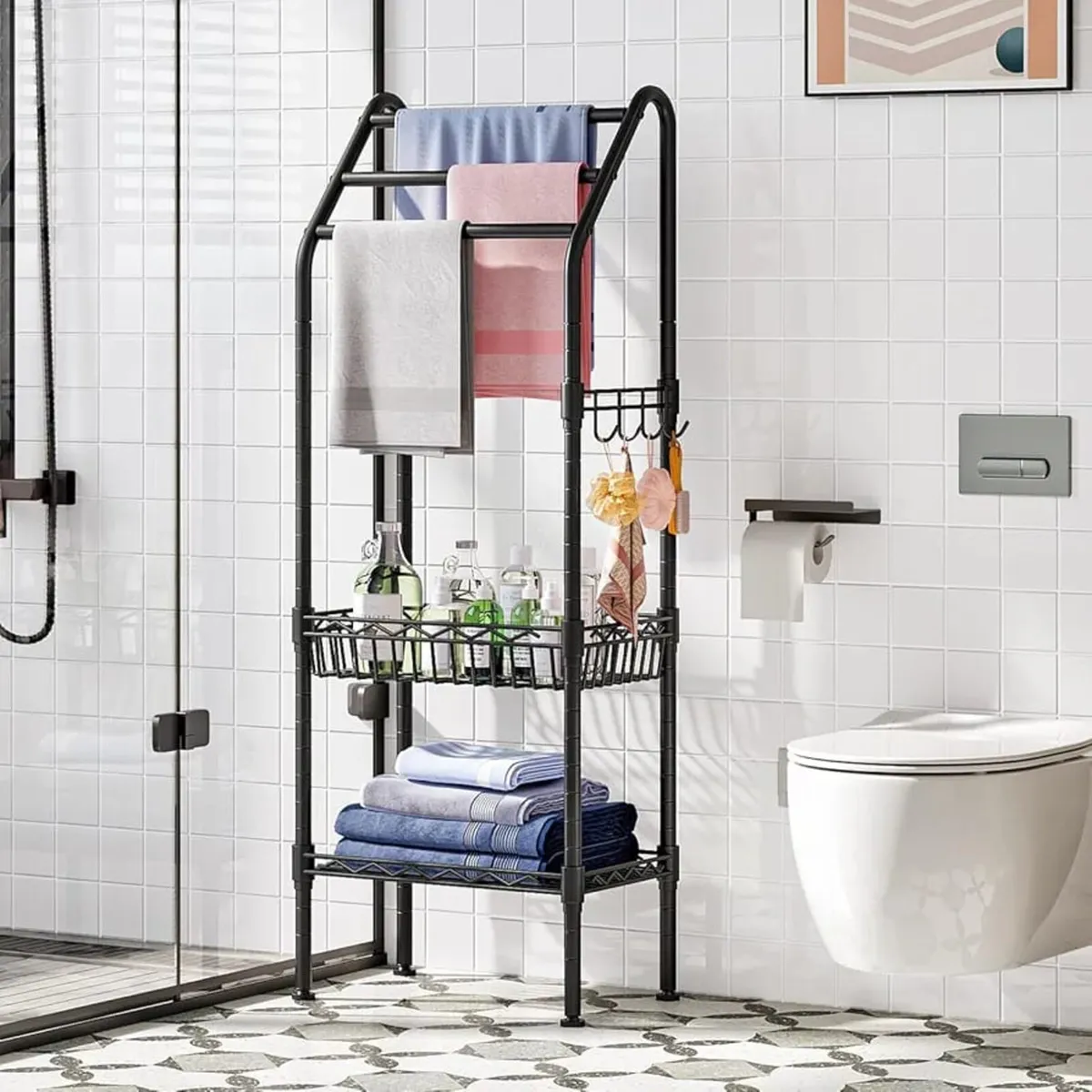 Freestanding Towel Rack 3 Tier,Metal Towel Rail wi - Image 1