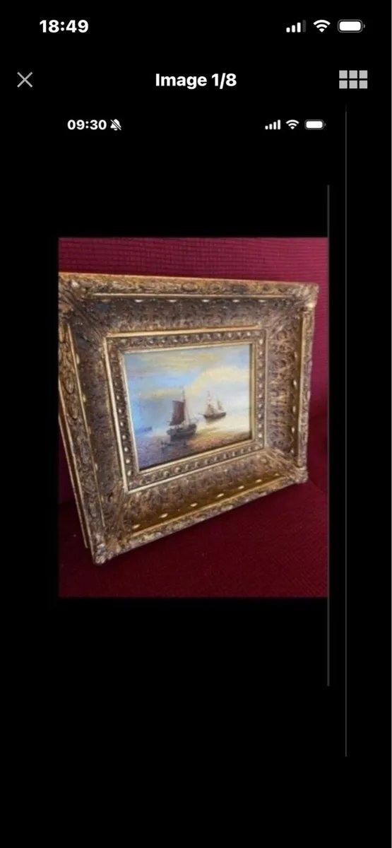 Vintage Oil on Board Maritime Painting - Image 1